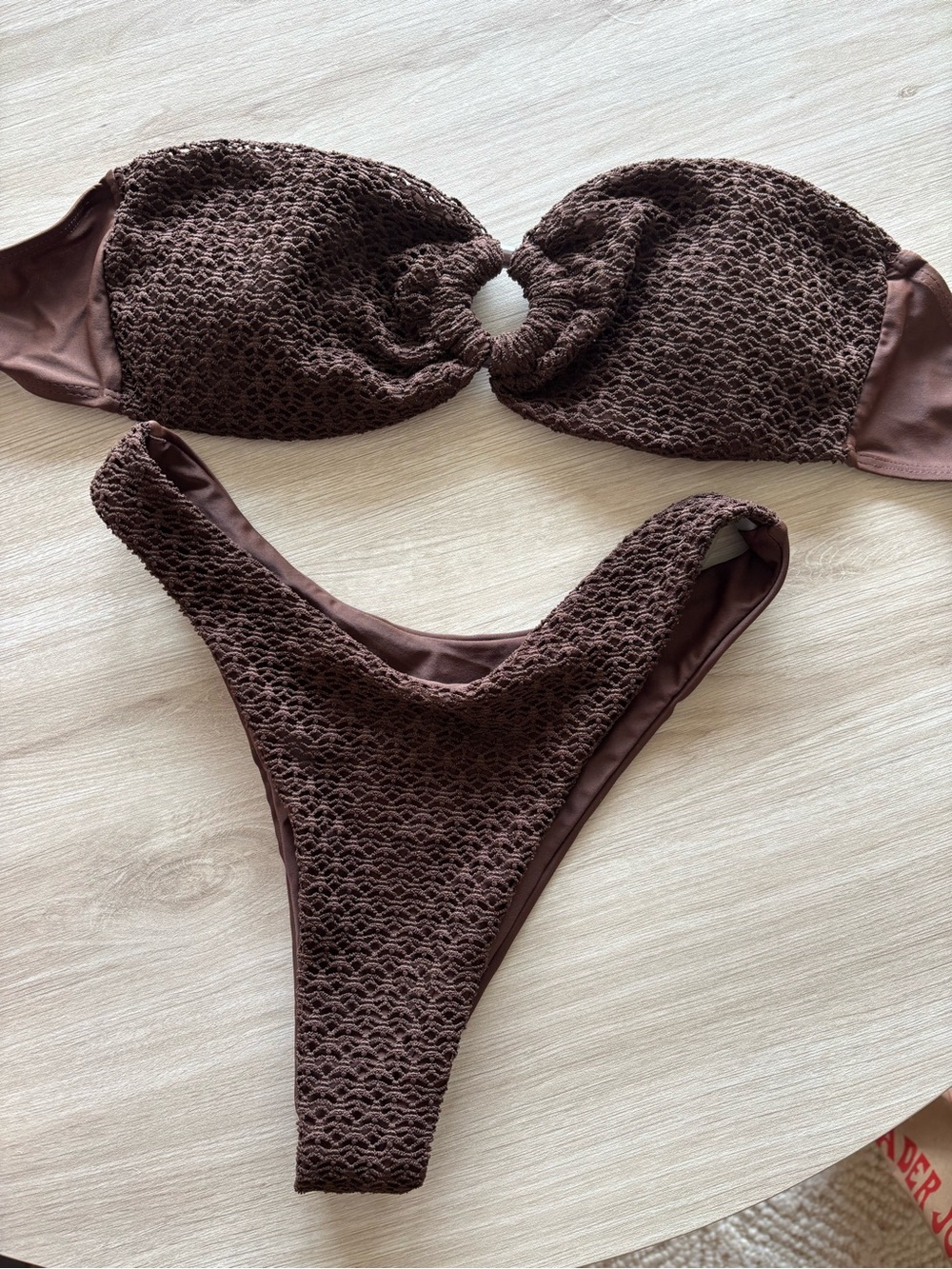 NWOT SHEIN Brown Textured Bandeau Bikini Set - Women Swim